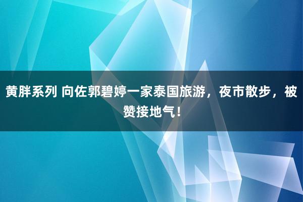 黄胖系列 向佐郭碧婷一家泰国旅游，夜市散步，被赞接地气！