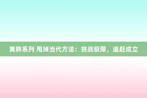 黄胖系列 甩掉当代方法：挑战极限，追赶成立