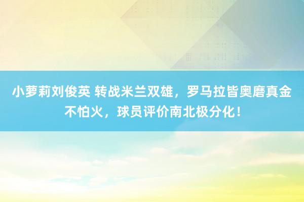 小萝莉刘俊英 转战米兰双雄，罗马拉皆奥磨真金不怕火，球员评价南北极分化！